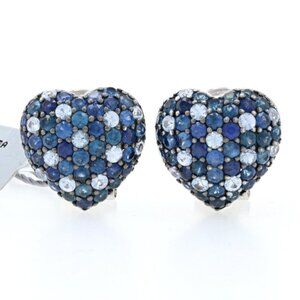 Ziba by Le Vian Ombre Sapphire Heart Stud Earrings Sterling - 925 Round 10.00ctw